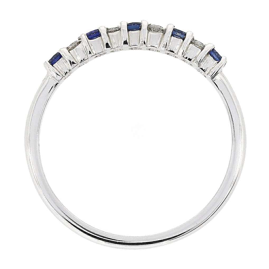 Platinum 9 Stone 5 Sapphire and 4 Diamond Claw Set Eternity Ring