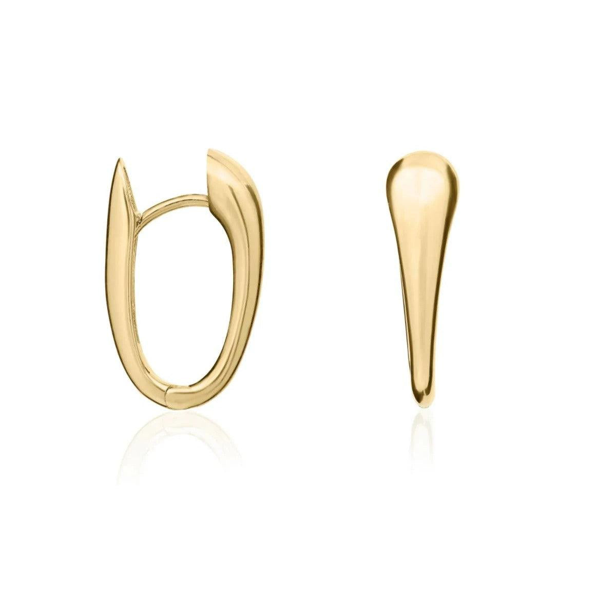 9ct Yellow Gold Polished Elongated Tapered Hoop Earings 17x2mm