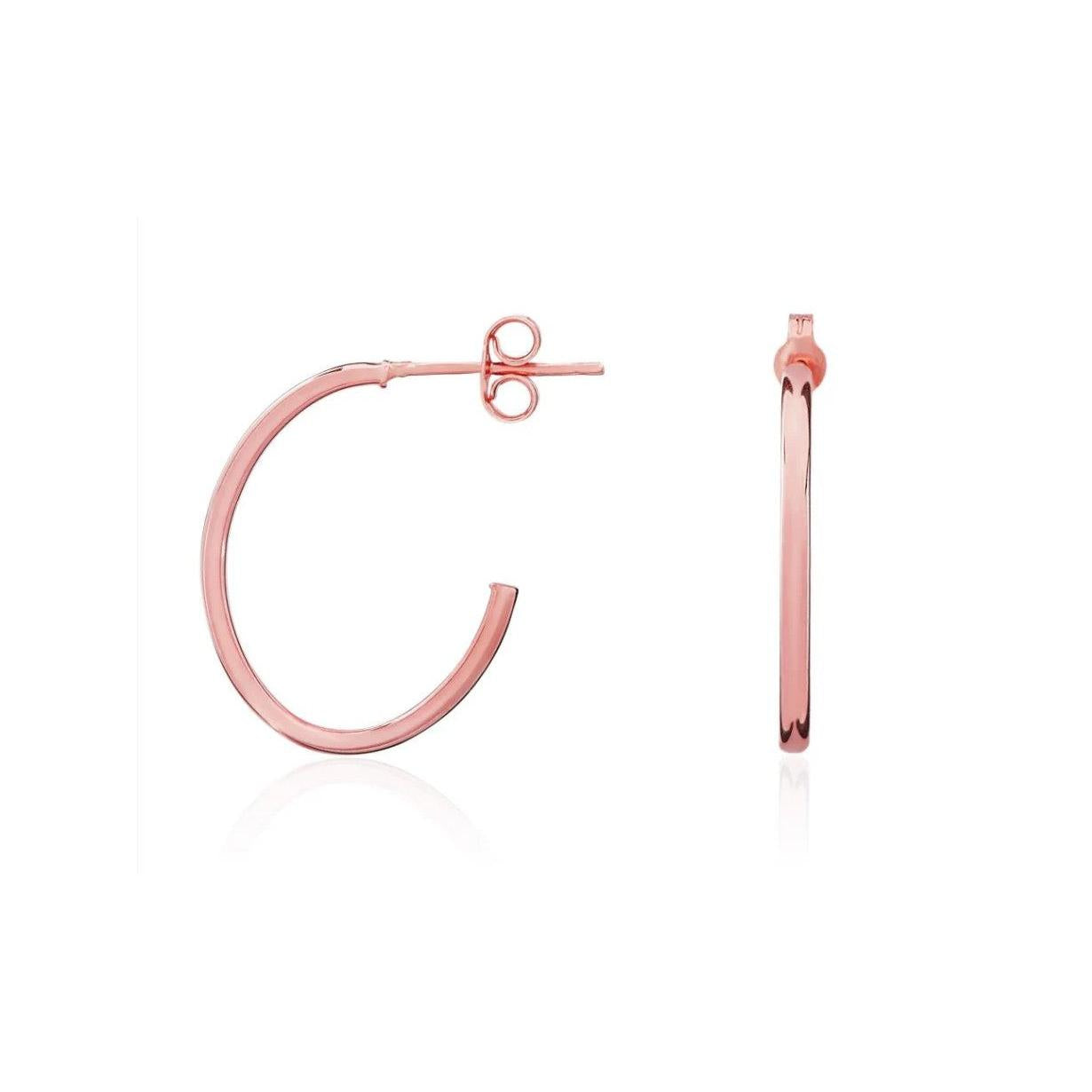 9ct Rose Gold Oval Half Hoop Earrings 20x1.5mm