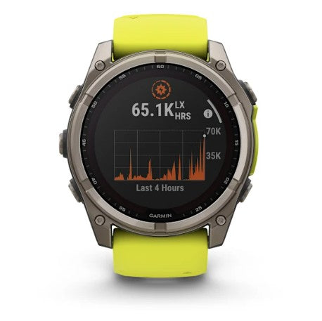 Garmin Fenix 8- 51mm Solar Sapphire, Titanium with Amp Yellow/ Graphite Silicone Band