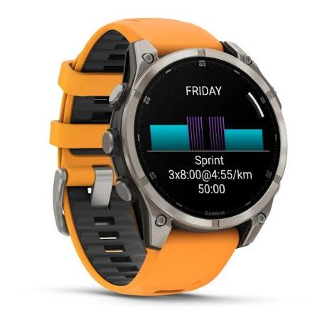 Fenix 8 47mm AMOLED Sapphire, Titanium with Spark Orange/ Graphite Silicone Band