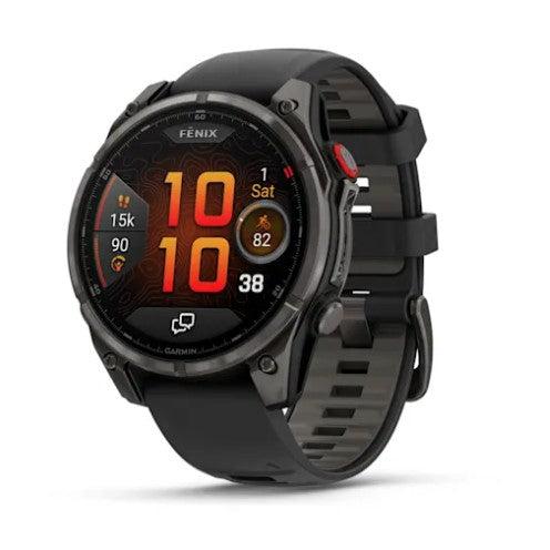 Garmin Fenix 8 Pro 47mm AMOLED, Sapphire, Carbon Grey DLC Titanium with Black/Pebble Grey Silicone B