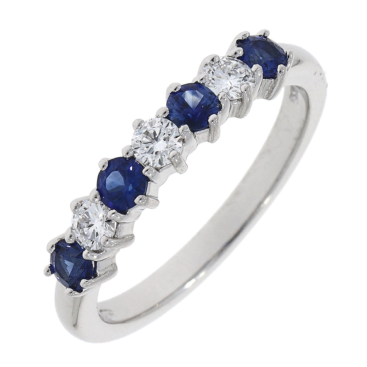Platinum Sapphire and Diamond Claw Set Eternity Ring