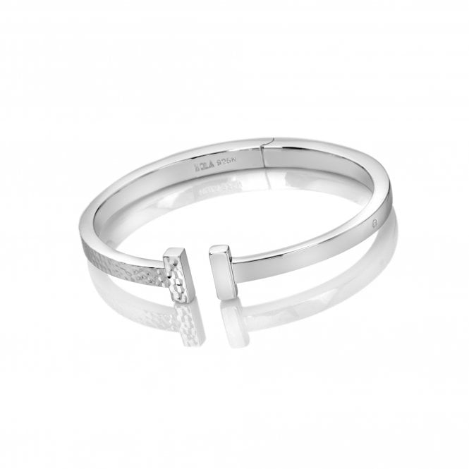 Hot Diamonds Silver Half Hammered T-Bar Bangle