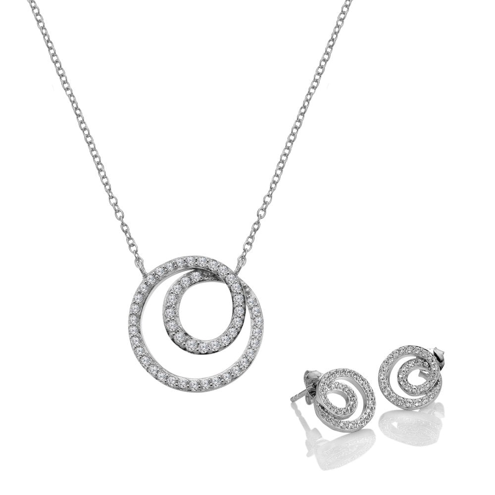 Hot Diamonds Silver Shimmer Circle Pendant and Earring Set
