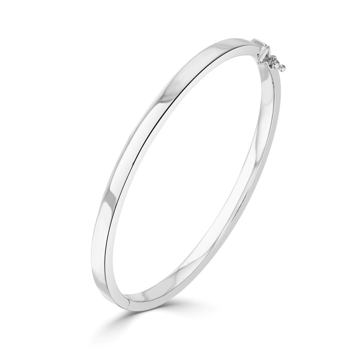 9ct white gold 4mm solid hinged bangle