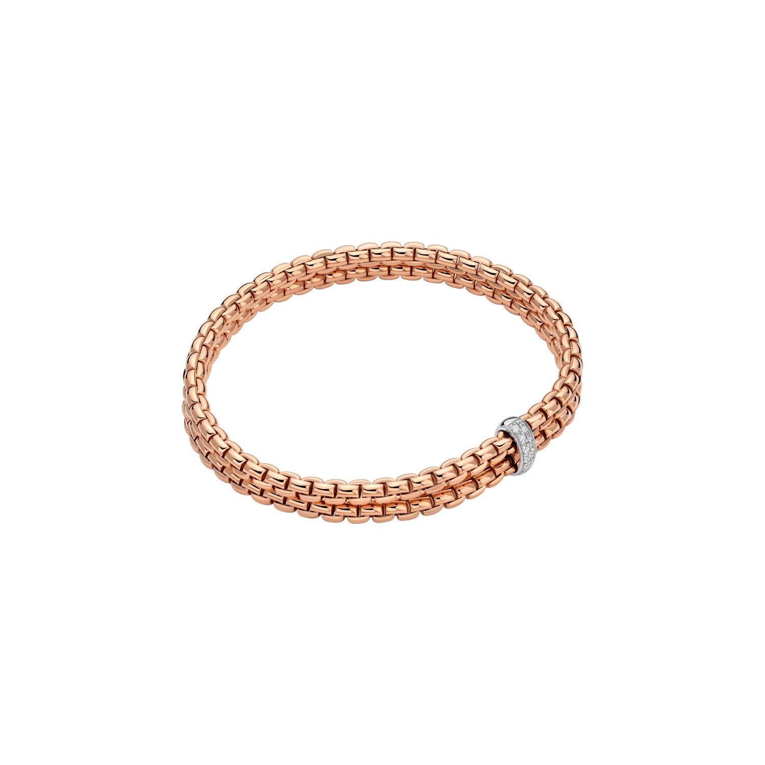 Fope Eka 18ct Rose Gold 0.10ct Diamond Set Double Bracelet