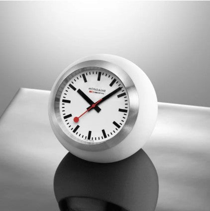 Mondaine White Globe Table Clock