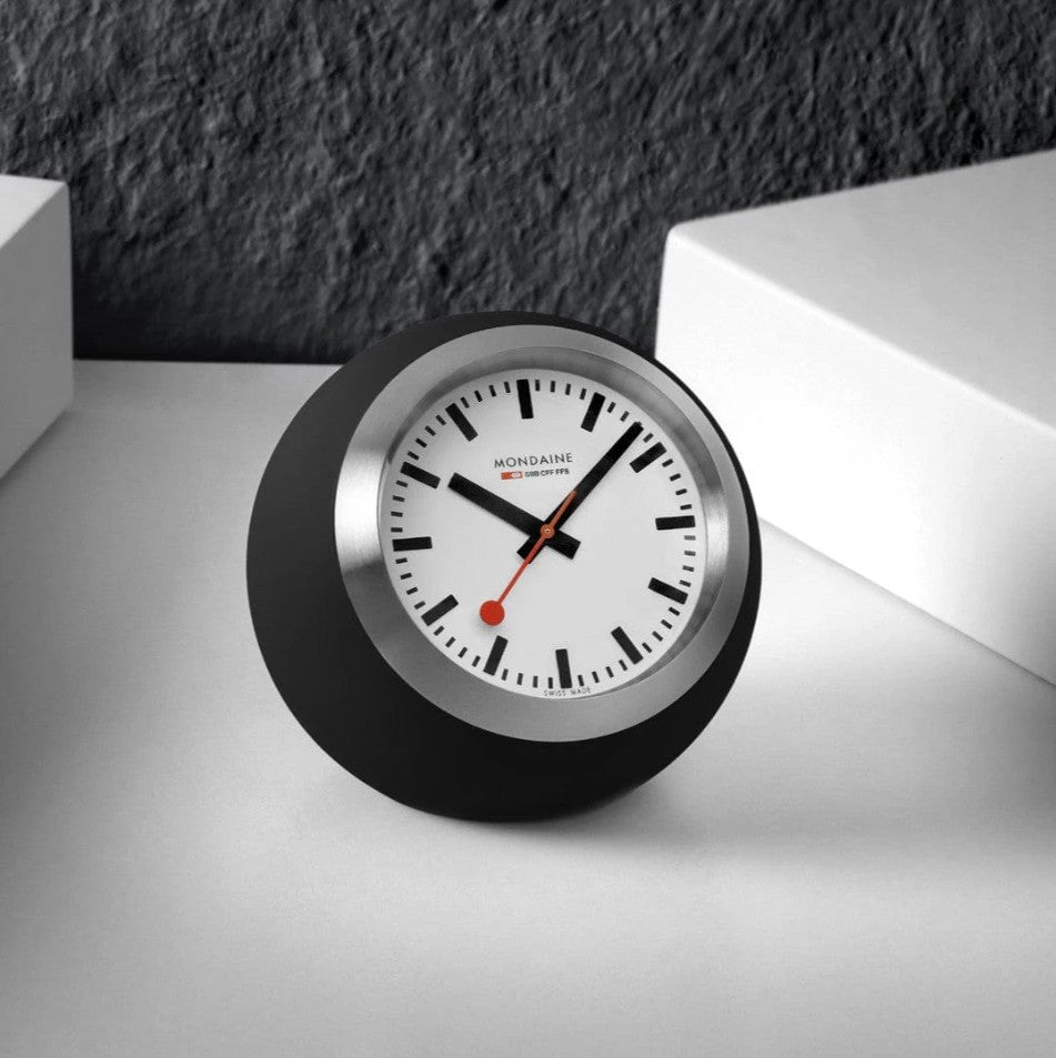 Mondaine Black Globe Table Clock