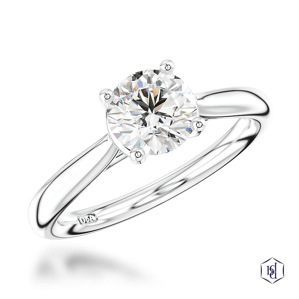 Open Tulip Round Brilliant Cut Platinum Solitaire Diamond