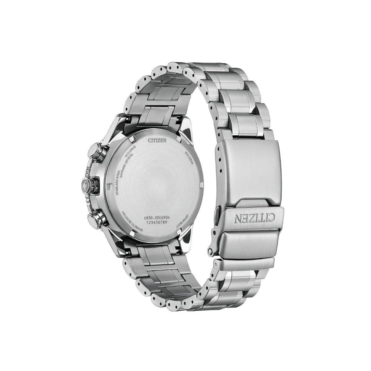 Promaster Skyhawk Perpetual Calender Eco Drive Watch. Blue Dial, Stainless Steel Bracelet.