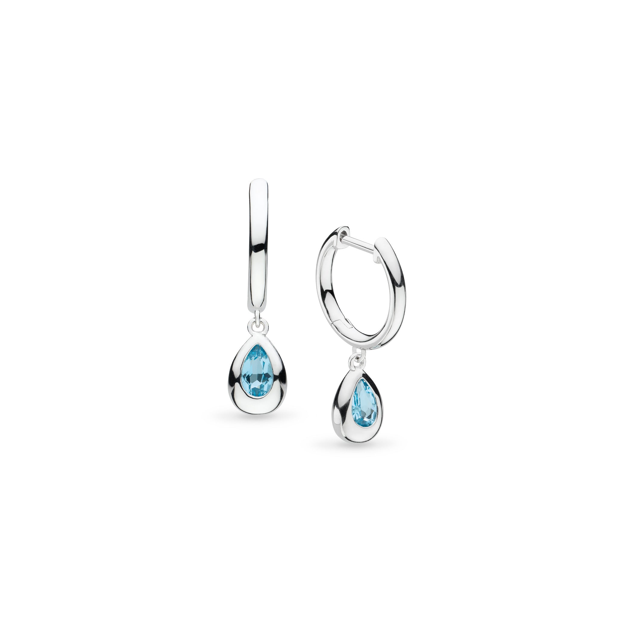 Kit Heath Silver Coast Pebble Swiss Blue Topaz Hoop Earrings