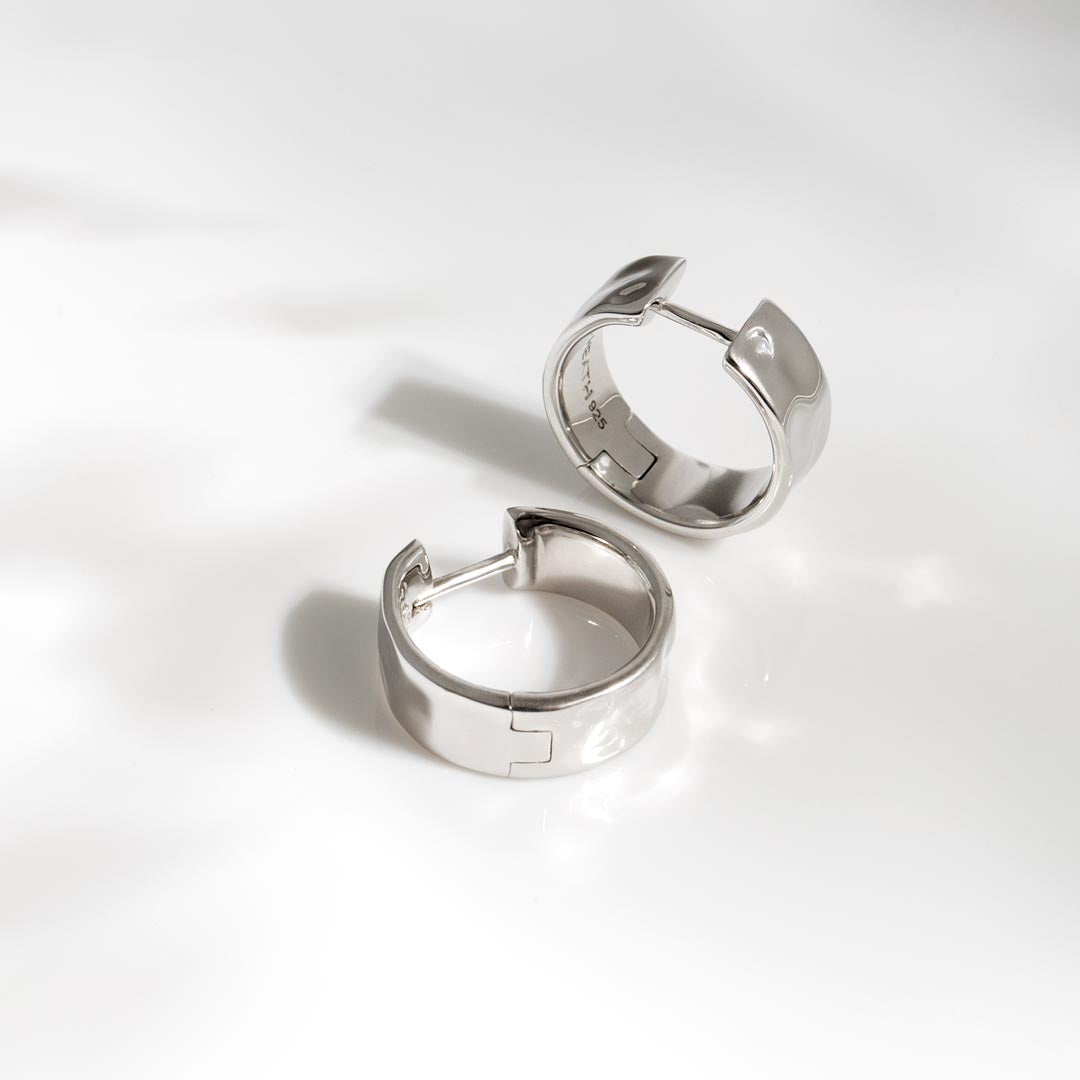 Kit Heath Silver Mirage Reflect Wide Hinged Hoop Earrings