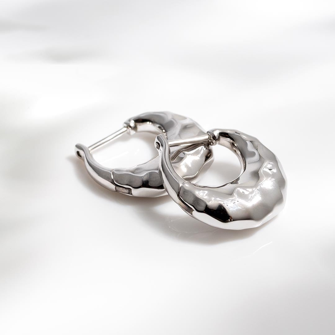 Kit Heath Silver Mirage Reflect Hinged Hoop Earrings