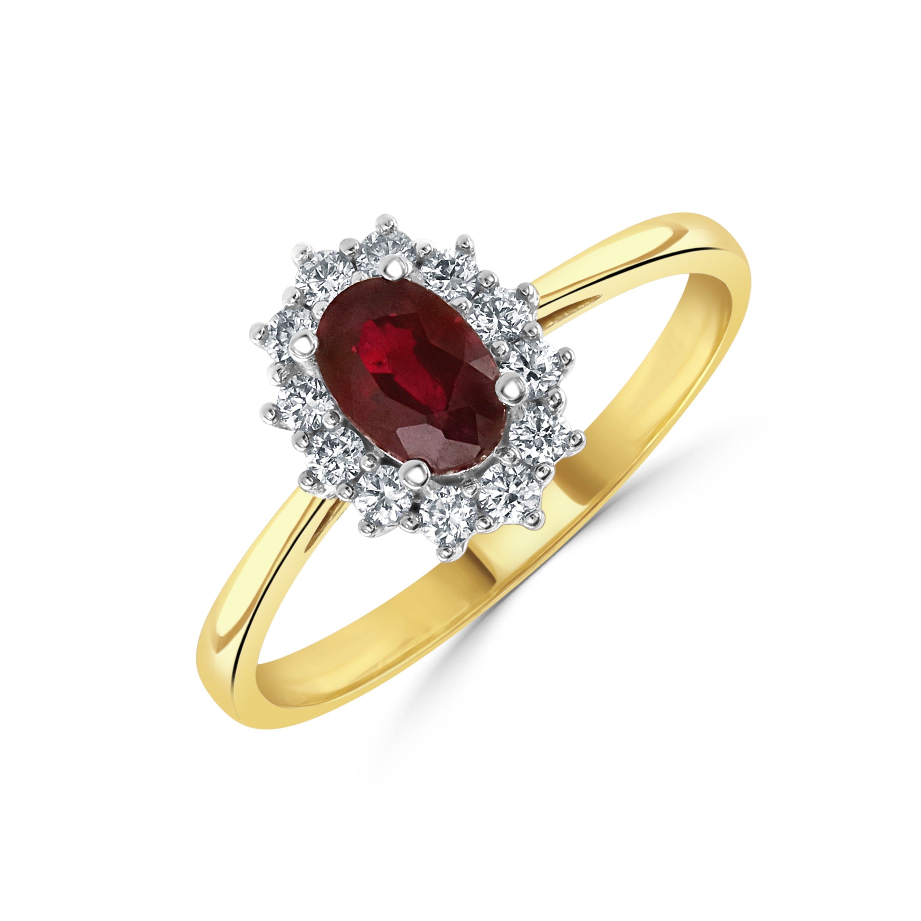 18ct Gold Ruby & Diamond Cluster Ring