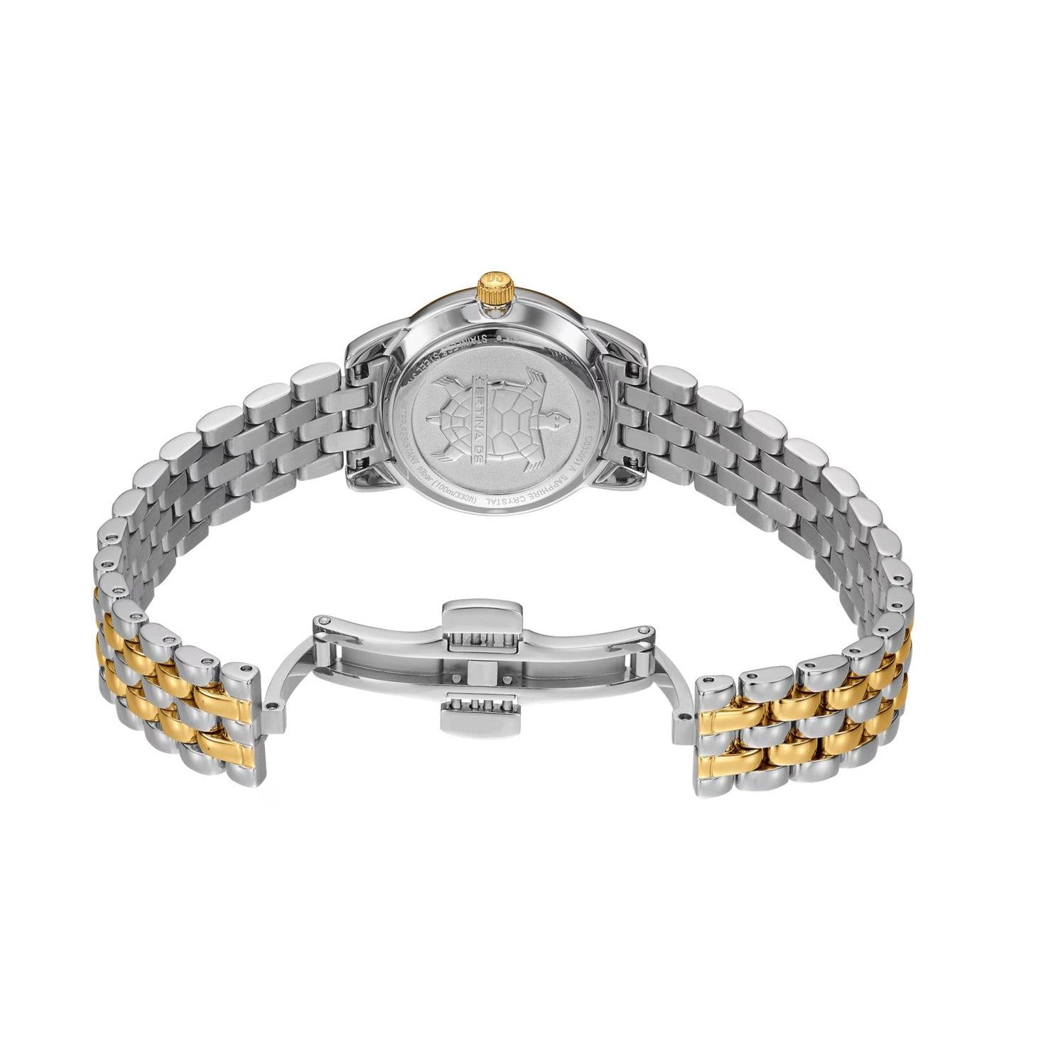 Certina DS-8 Lady 27mm Quartz Watch. Mother of Pearl Dial, Two Tone Stainless Steel and PVD Bracelet