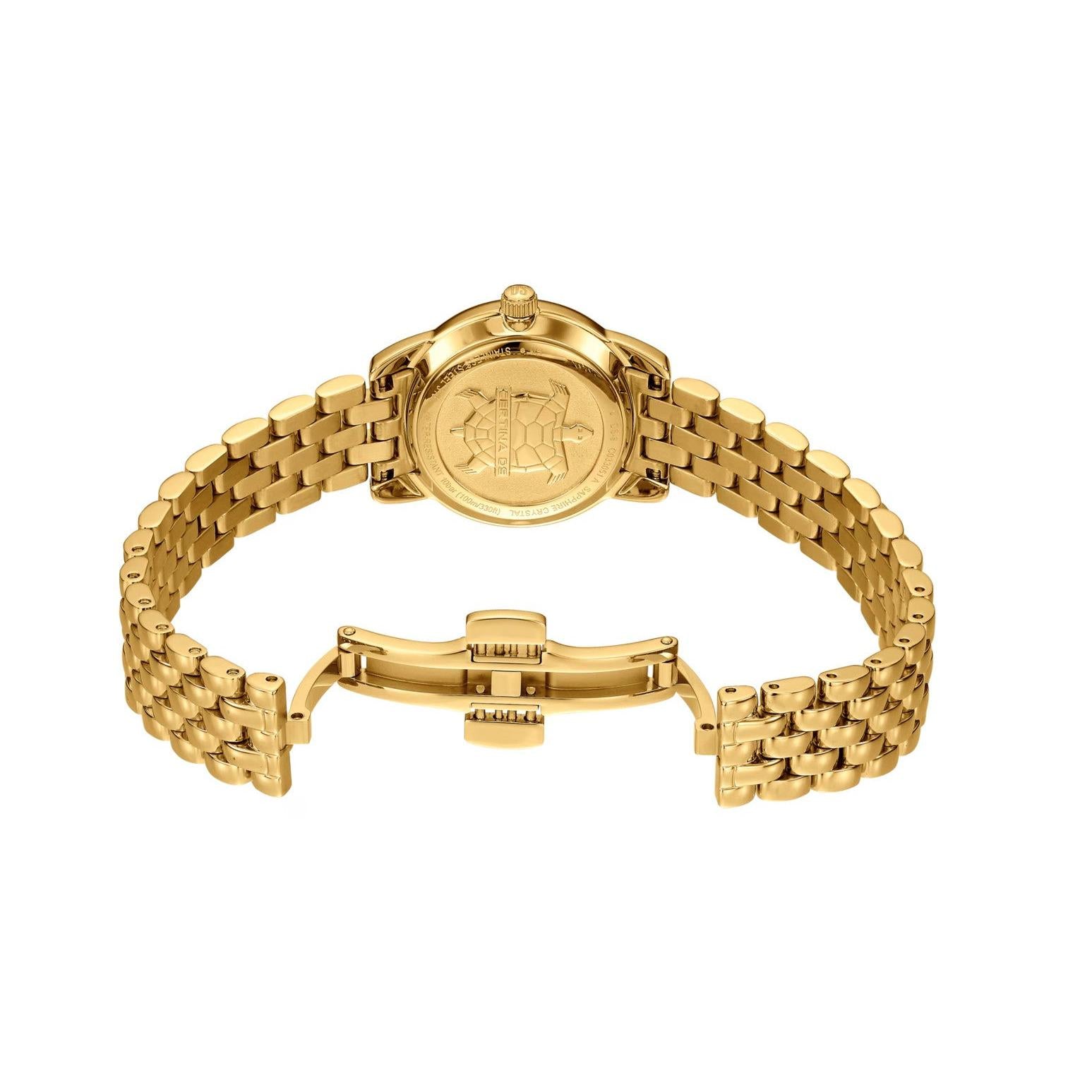 DS-8 Lady Quartz Watch. Mother of Pearl Dial Gold PVD Bracelet.