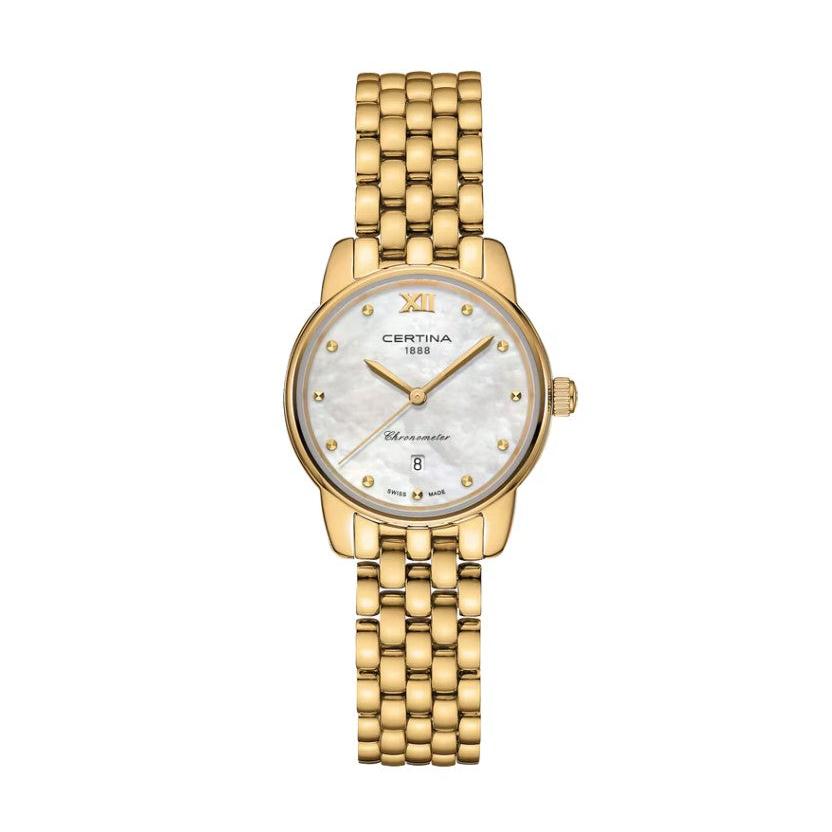 DS-8 Lady Quartz Watch. Mother of Pearl Dial Gold PVD Bracelet.