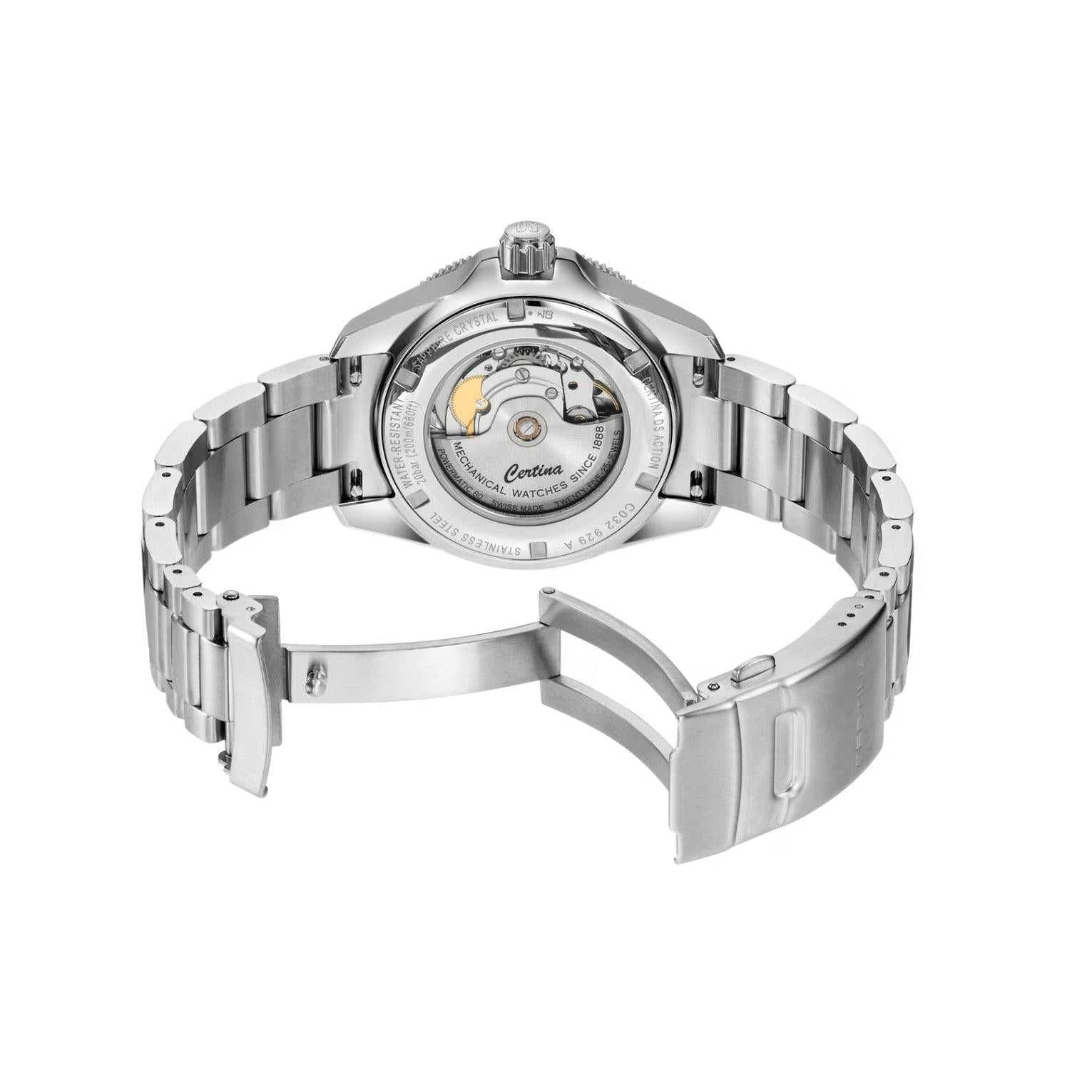 DS Action GMT Powermatic 80 Automatic Watch. Blue Dial Stainless Steel Bracelet.