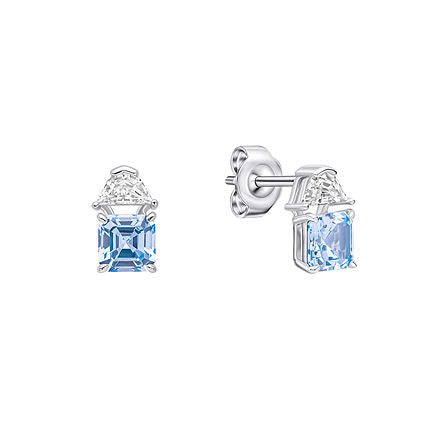 Square Cut Aquamarine Blue Zirconia Earrings
