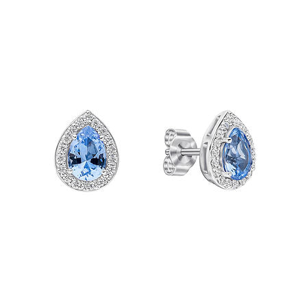 Zirconia Halo Teardrop Stud Earrings