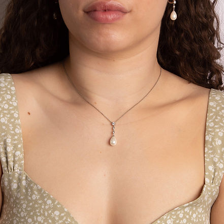 Shell Pearl Chain Drop Pendant with Diamonfire Zirconia
