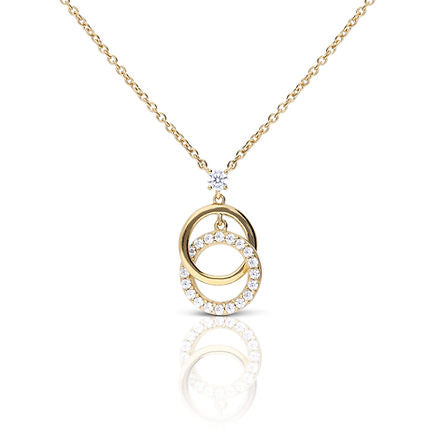 Interlinked Plain and Zirconia Rings Necklace