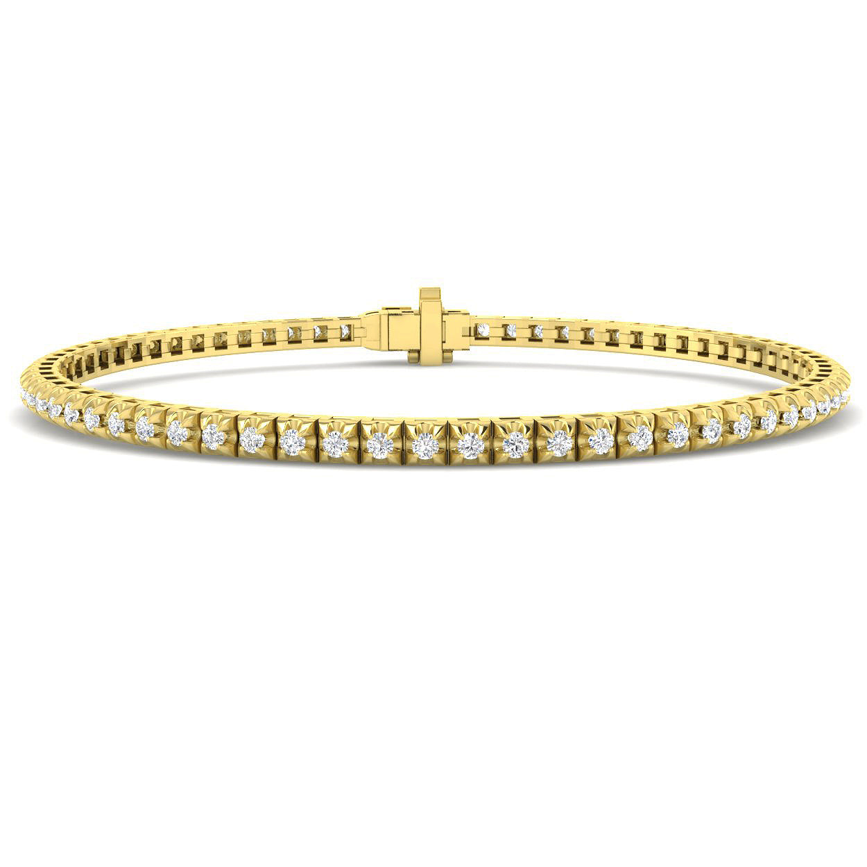 9ct Yellow Gold Diamond Tennis Bracelet