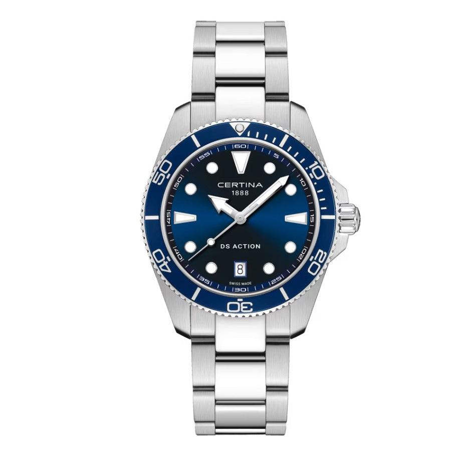 DS Action 40mm Quartz Watch. Blue Dial Stainless Steel Bracelet.