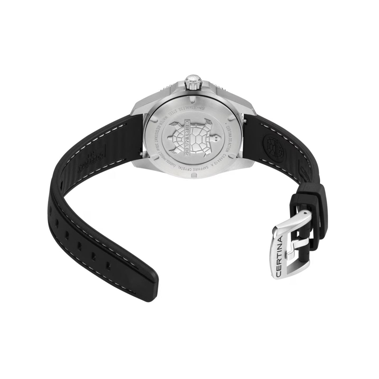 DS Action 40mm Quartz Watch. Black Dial Black Rubber Strap