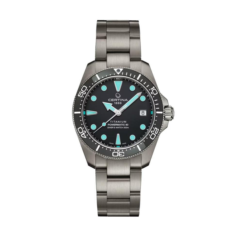 DS Action Diver 38mm Titanium Automatic Watch. Blue Dial Titanium Bracelet.
