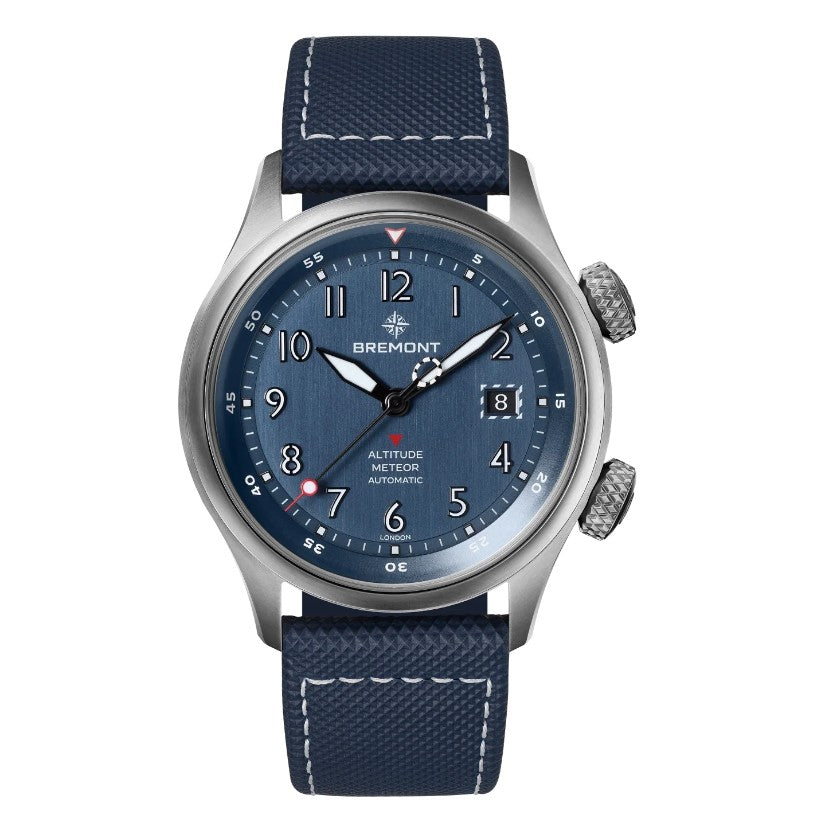 Altitude MB Meteor Automatic Watch. Blue Dial Blue Rubber and Leather Strap.