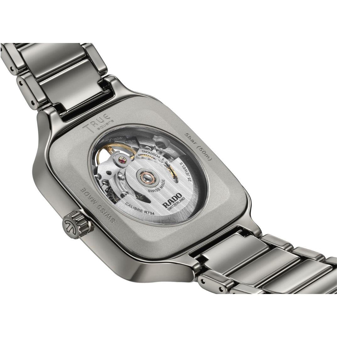 True Square Open Heart Sparkling Automatic Watch. Plasma High Tech Ceramic Bracelet.