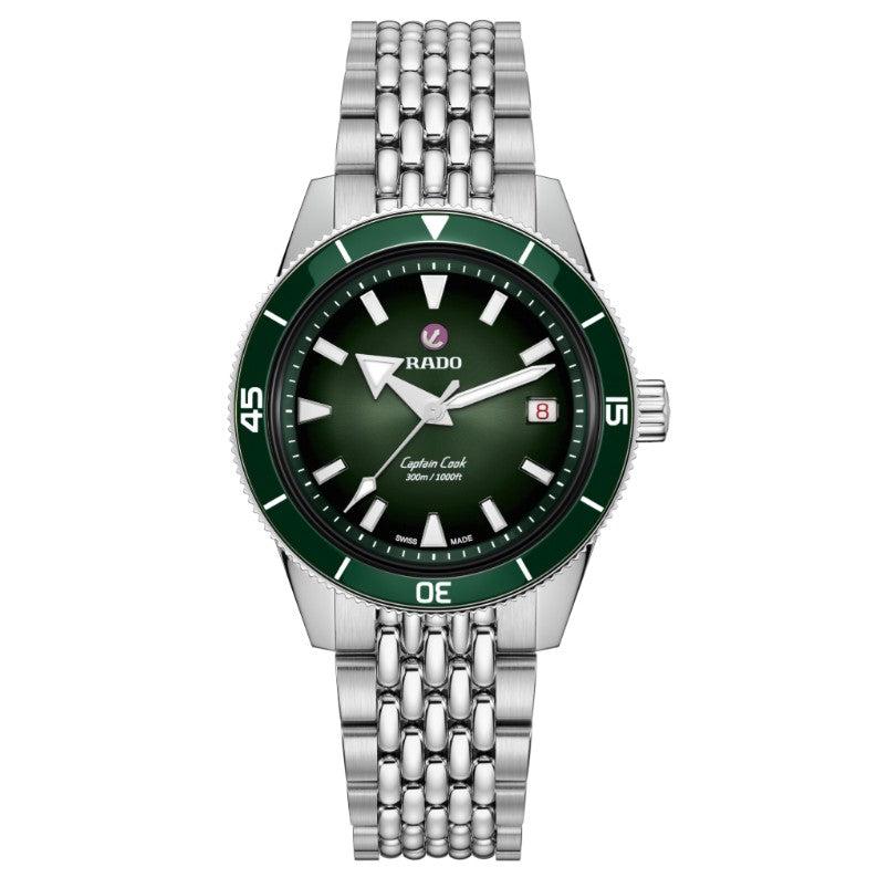 Rado Captain Cook Automatic Watch. Green Dial, Stainless Steel Bracelet.