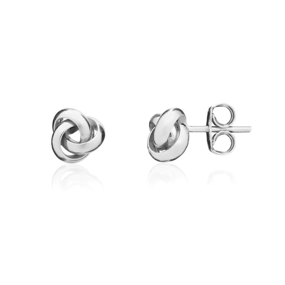 9ct White Gold 7mm Polished Knot Stud Earrings