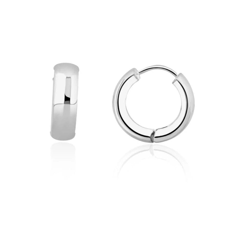 9ct White Gold Polished Rounded Huggy Hoop Earrings