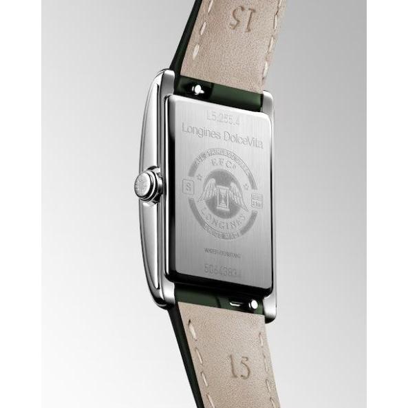 Longines Dolce Vita Quartz Watch. Ivory Gilt Dial, Olive Green Aligator Strap