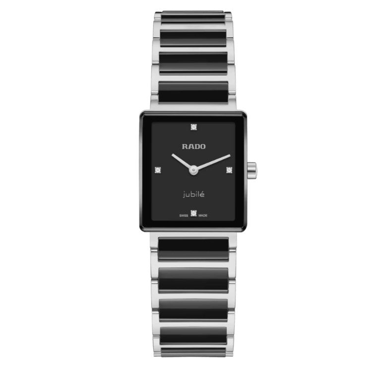 Rado Integral Diamonds Quartz Watch. Black Dial Black High Tech Ceramic and Stainless Steel Bracelet