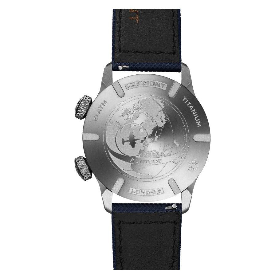 Bremont Altitude MB Meteor Time Zone Automatic Watch. Blue Dial Blue Rubber/Leather Strap