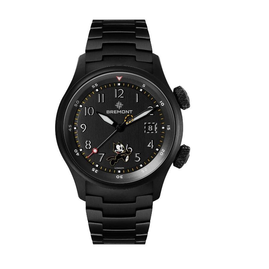 Altitude MB Meteor 'Felix The Cat' Automatic Watch. Black Dial, Black Titanium Bracelet.