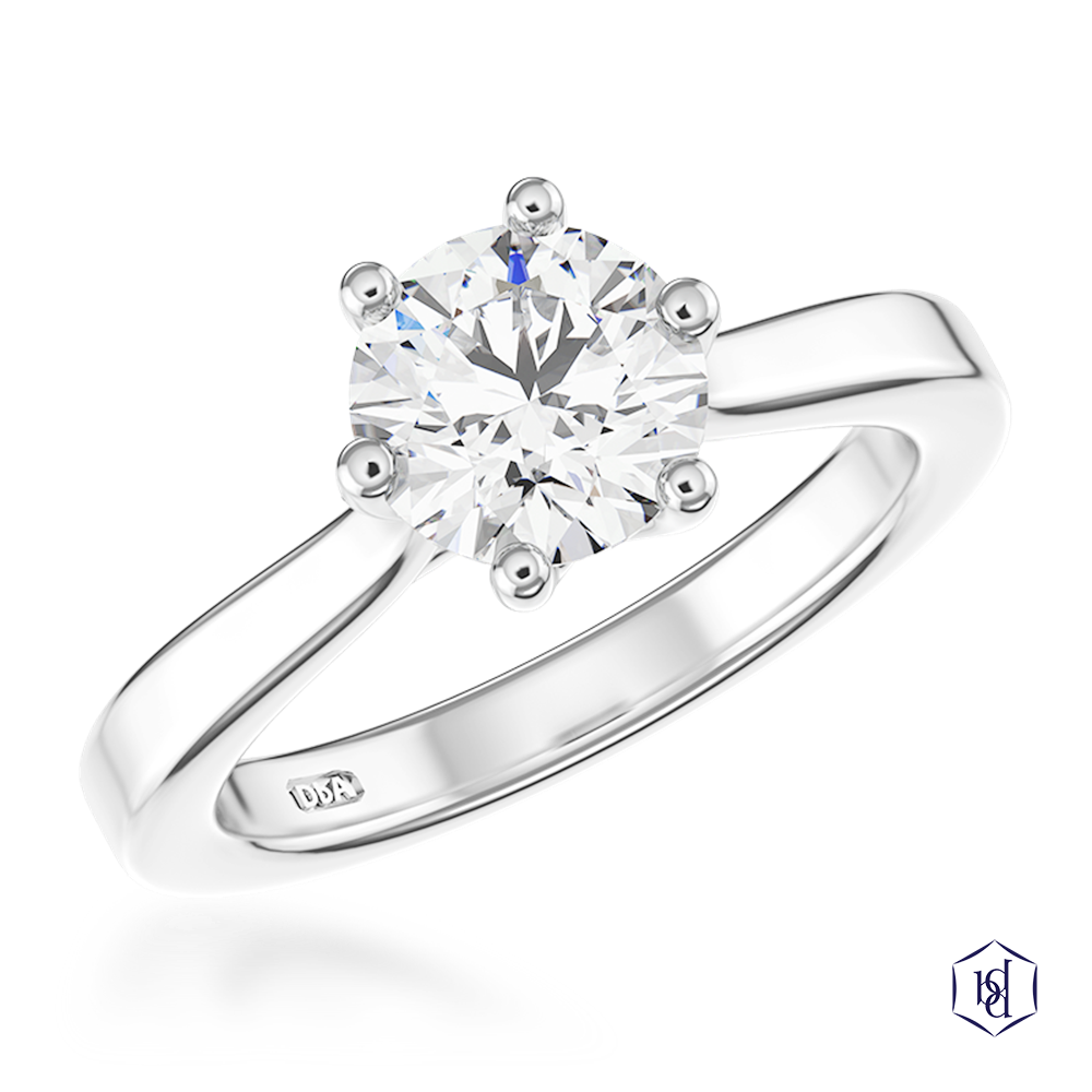 Tulip 6 Round Brilliant Cut Platinum Solitaire Diamond