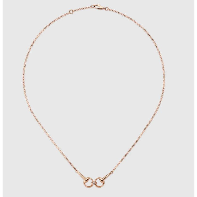 Gucci 18ct Rose Gold Horsebit Necklace with Diamond
