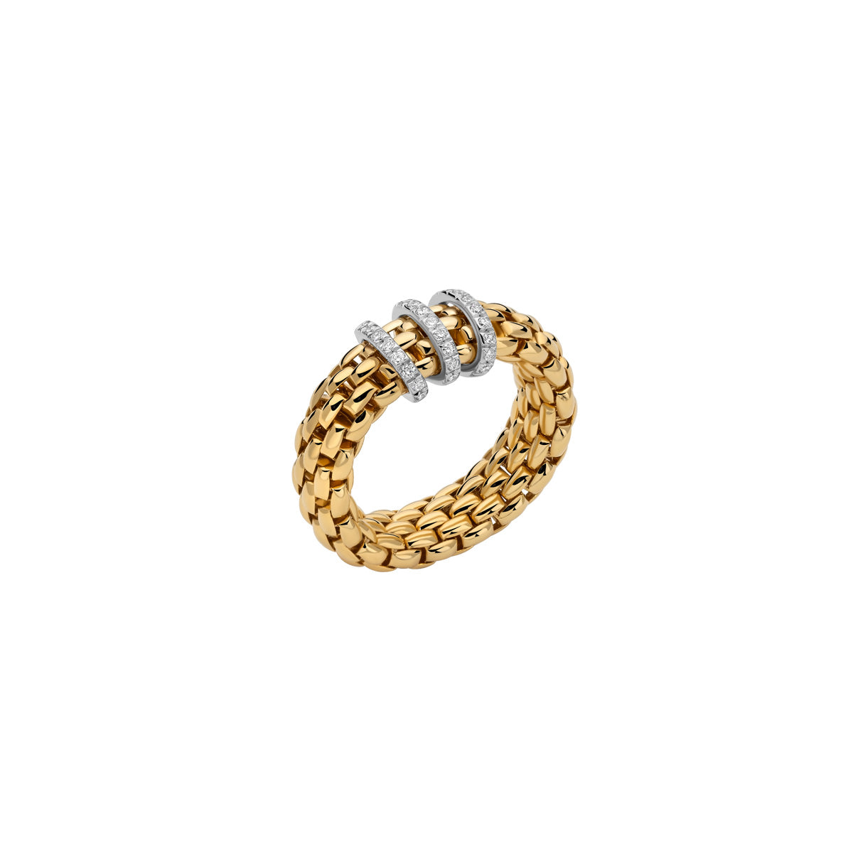 Vendome Flex'it 18ct Yellow Gold Ring with Diamond Pave 0.23ct