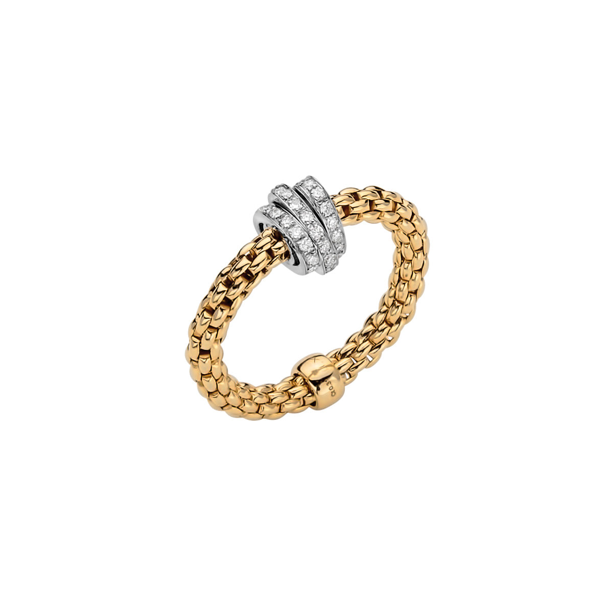 18ct Yellow Gold Prima Flex'it Ring with Diamond Pave 0.31ct