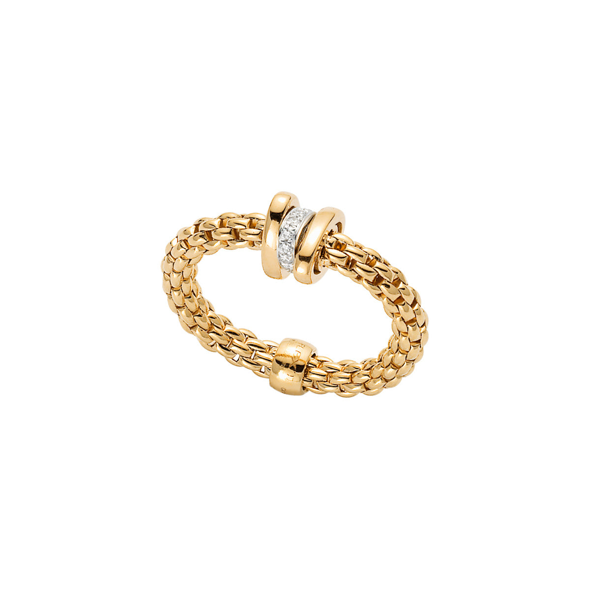 18ct Yellow Gold Prima Flex'it Ring with Diamond Pave 0.10ct