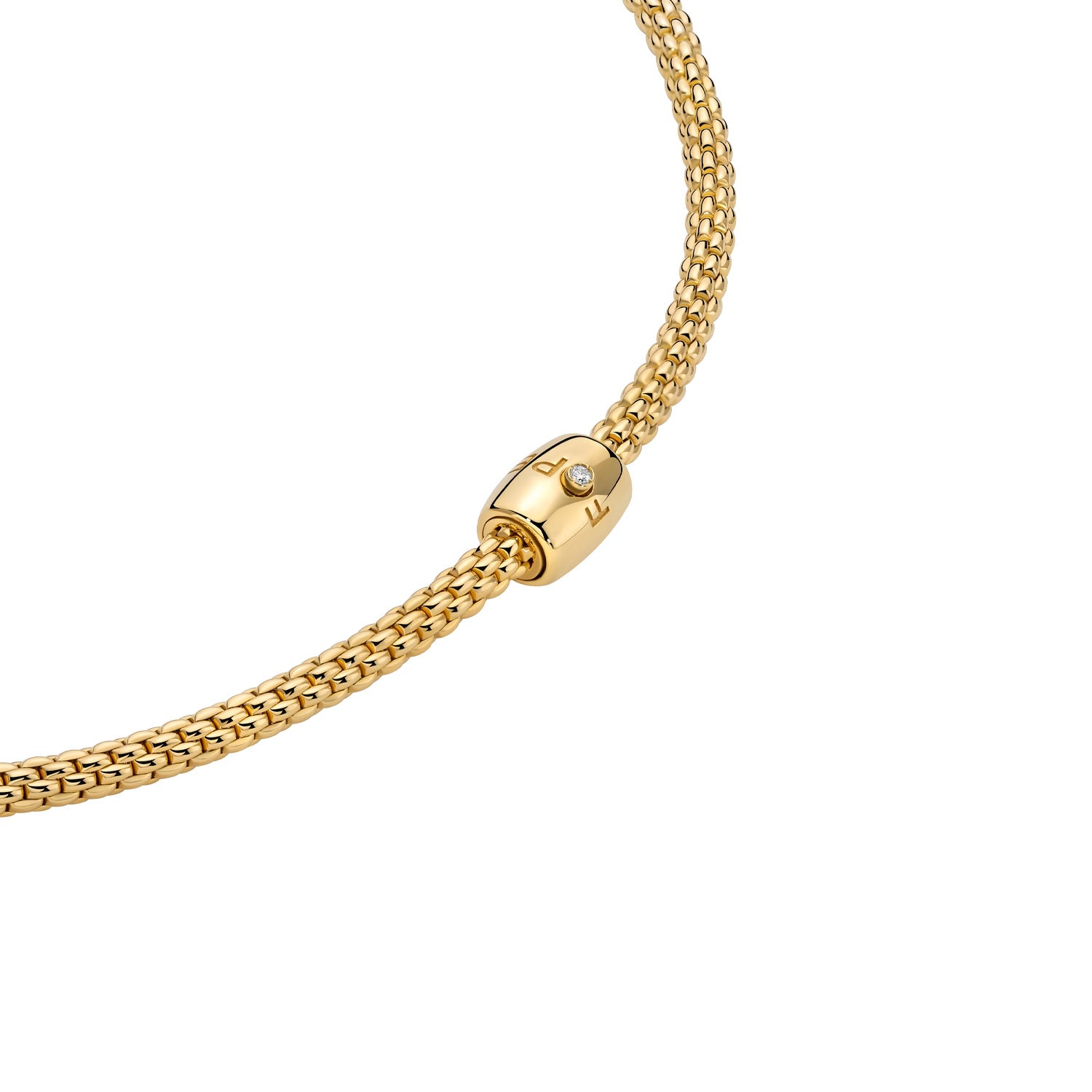 18ct Yellow Gold Prima Flex'it Necklace with Ornamental Diamond Clasp 0.01ct