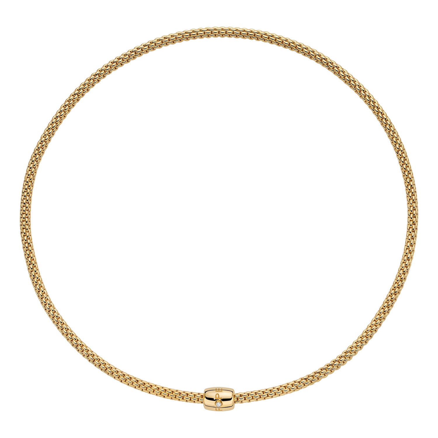 18ct Yellow Gold Prima Flex'it Necklace with Ornamental Diamond Clasp 0.01ct