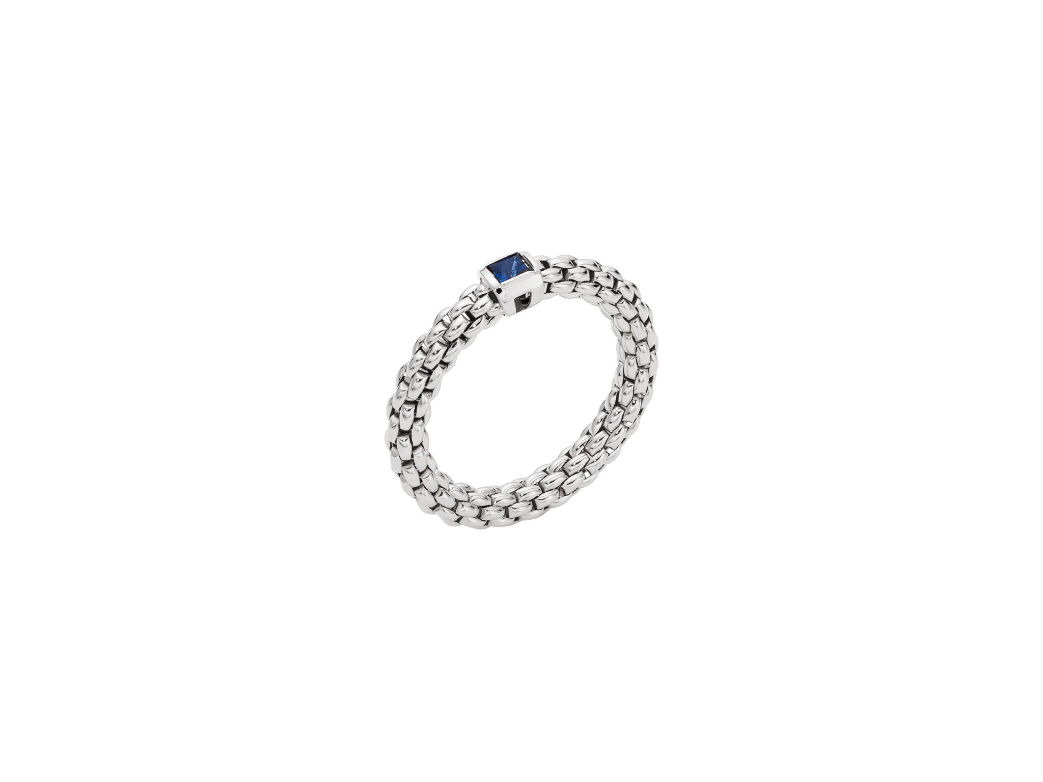 Fope 18ct White Gold Soulds Flex'it Ring with Blue Sapphire