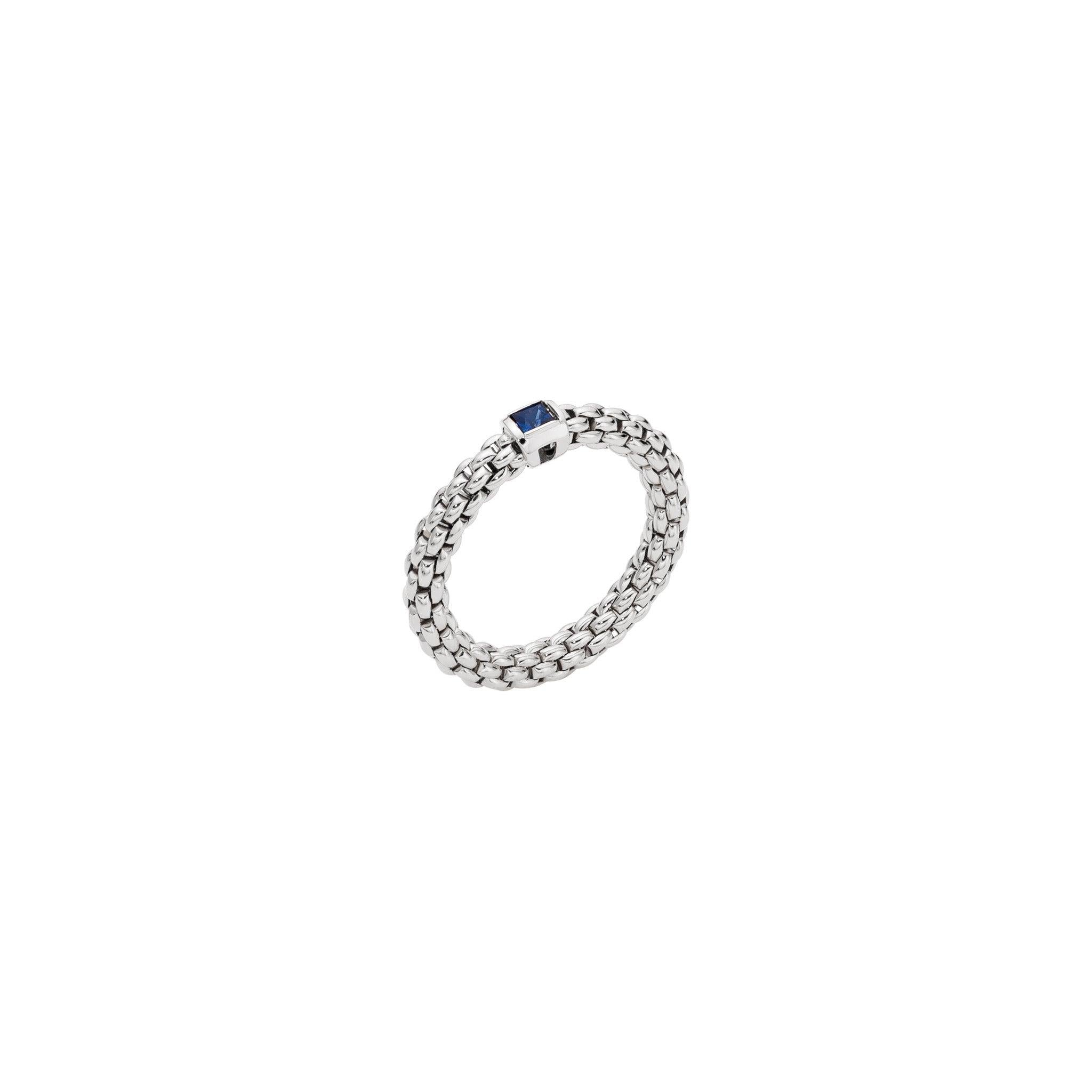 18ct White Gold Soulds Flex'it Ring with Blue Sapphire