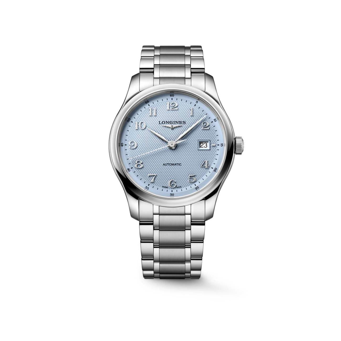 The Master Collection Automatic Watch. Light Blue Barleycorn Dial, Stainless Steel Bracelet